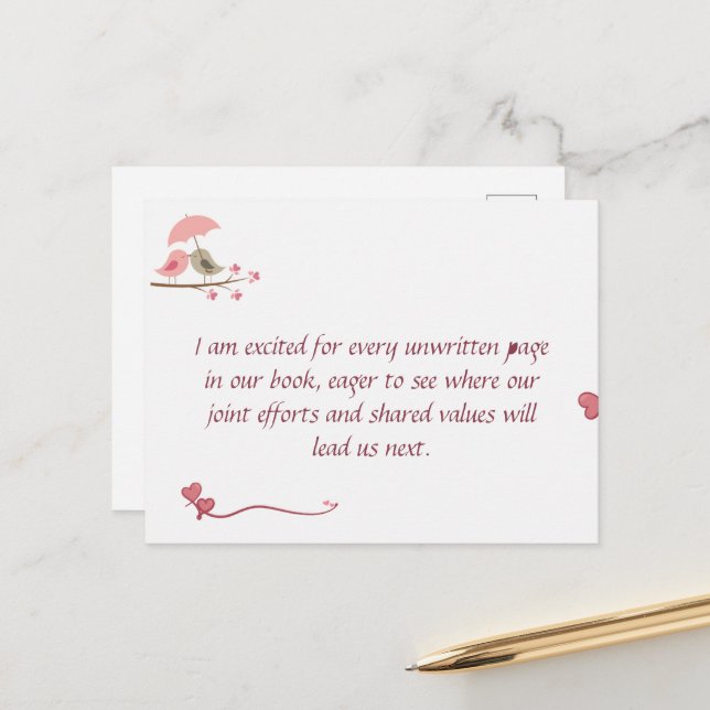 Cute Love Birds Postcard | Shared Future & Growth  Vykort (Fram/Back In Situ)