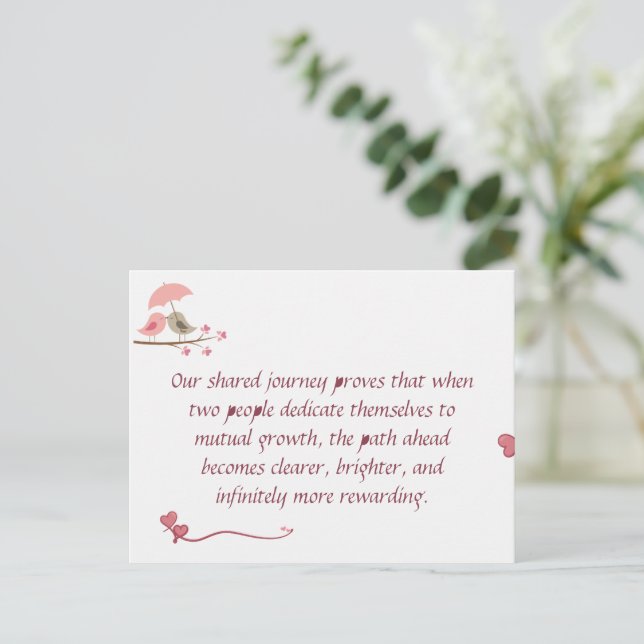 Cute Love Birds Postcard | Shared Future & Growth  Vykort (Stående Fram)