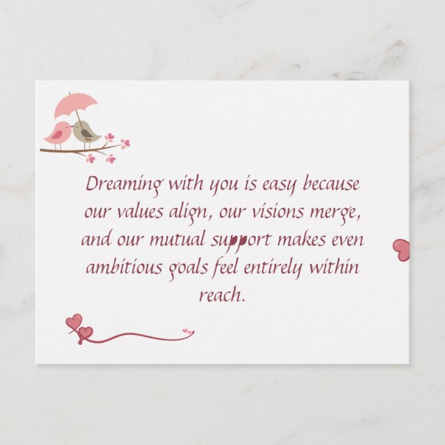 Cute Love Birds Postcard | Shared Future & Growth  Vykort (Framsida)