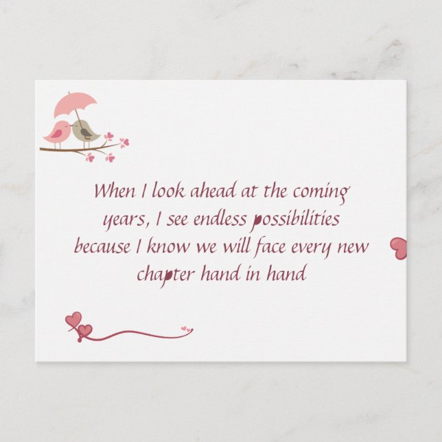 Cute Love Birds Postcard | Shared Future & Growth  Vykort (Framsida)