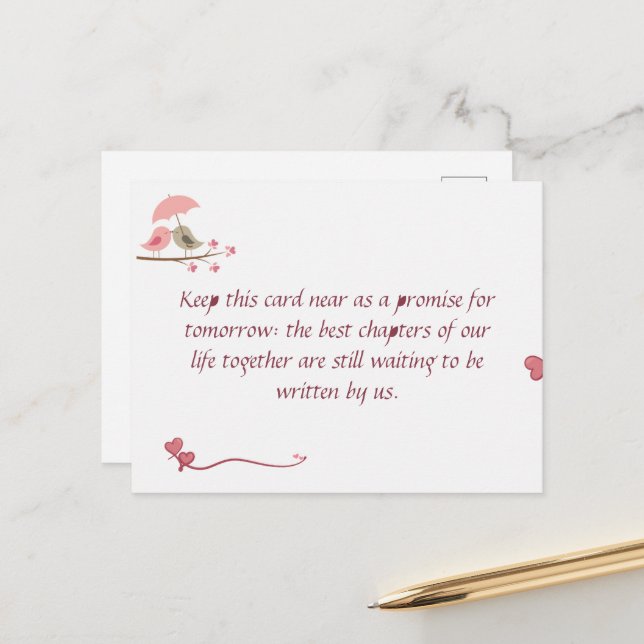 Cute Love Birds Postcard | Shared Future & Growth  Vykort (Fram/Back In Situ)