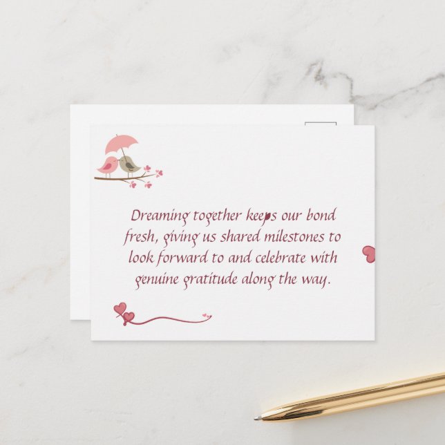 Cute Love Birds Postcard | Shared Future & Growth  Vykort (Fram/Back In Situ)