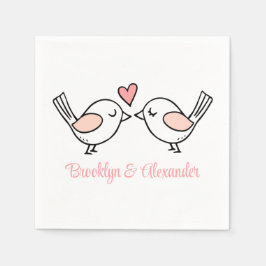 Cute Love birds Rosa Black Lovebird Bröllop Napkin Pappersservett