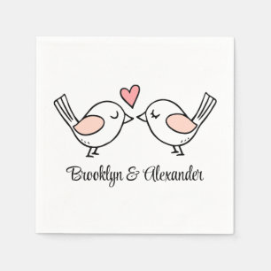 Cute Love birds Rosa Black Lovebird Bröllop Pappersservett