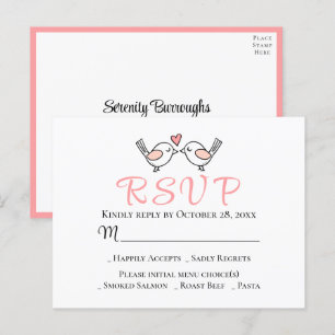 Cute Love birds Rosa Lovebird Bröllop OSA Vykort