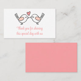 Cute Love birds Rosa Tack Lovebird Bröllop Placeringskort