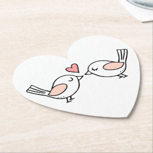 Cute Love birds Rosa White Bröllop Lovebird Underlägg Papper