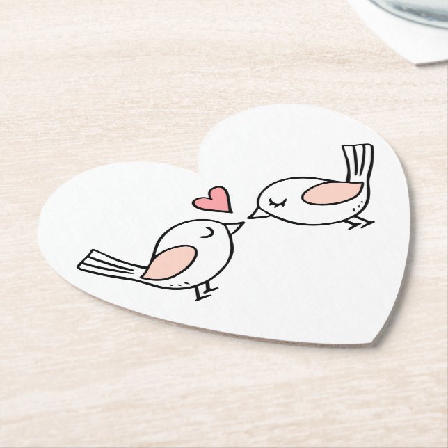 Cute Love birds Rosa White Bröllop Lovebird Underlägg Papper (Vinklad)