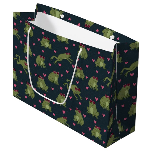 Cute Love Frogs Large Gift Bag (Framsidan Vinklad)