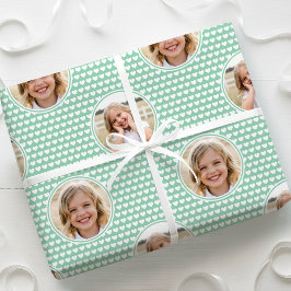 Cute Love Heart 2 Photo Pretty Mint Pattern Presentpapper