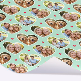 Cute Love Heart 4 Photo Elegant Mint Pattern Presentpapper