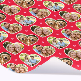 Cute Love Heart 4 Photo Elegant Red Pink Pattern Presentpapper