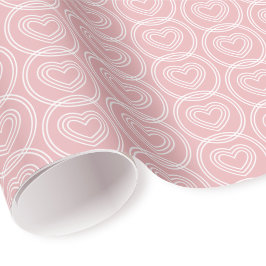 Cute Love Heart Circles Blush Pink Modern Pattern Presentpapper
