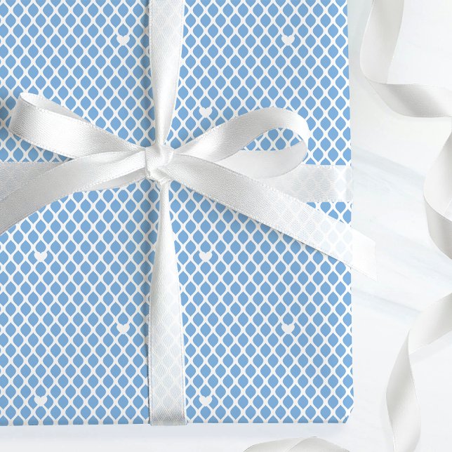 Cute Love Heart Lattice Mesh Pretty Blue Birthday Presentpapper (Skapare uppladdad)