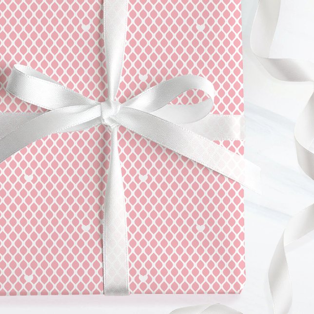 Cute Love Heart Lattice Mesh Pretty Pink Birthday Presentpapper (Skapare uppladdad)