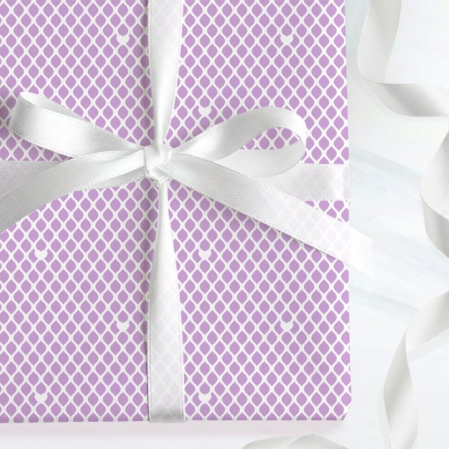 Cute Love Heart Lattice Mesh Pretty Purple Presentpapper (Skapare uppladdad)