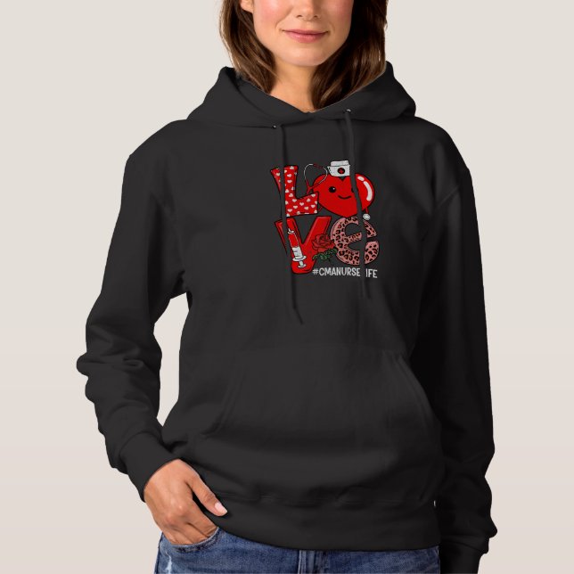 Cute Love Heart Stethoscope CMA Nurse Life Valenti T Shirt (Framsida)