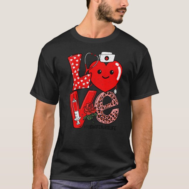 Cute Love Heart Stethoscope Midwife Nurse Life Val T Shirt (Framsida)