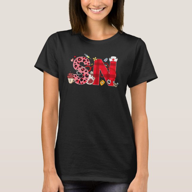 Cute Love Heart Stethoscope School Nurse Life Vale T Shirt (Framsida)
