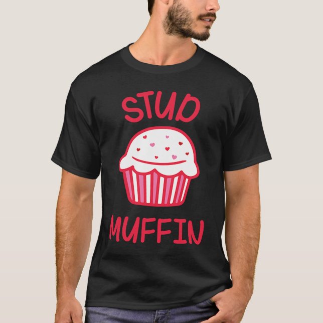 Cute Love Heart Stud Muffin Valentine's Day T Shirt (Framsida)