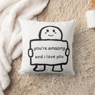 Cute Love Note Character Throw Pillow Kudde