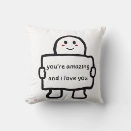 Cute Love Note Character Throw Pillow Kudde