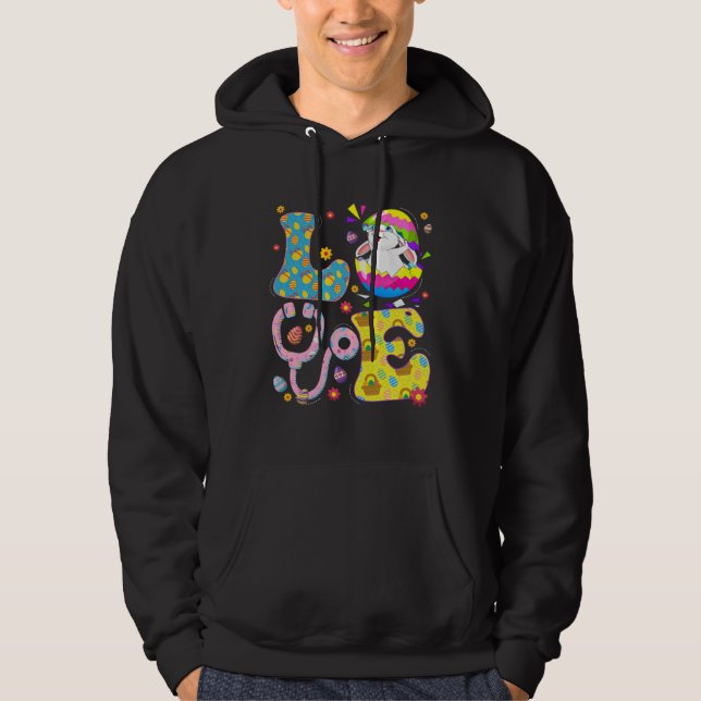 Cute Love Nurse Life Stethoscope Scrub Eggs Easter Hoodie (Framsida)
