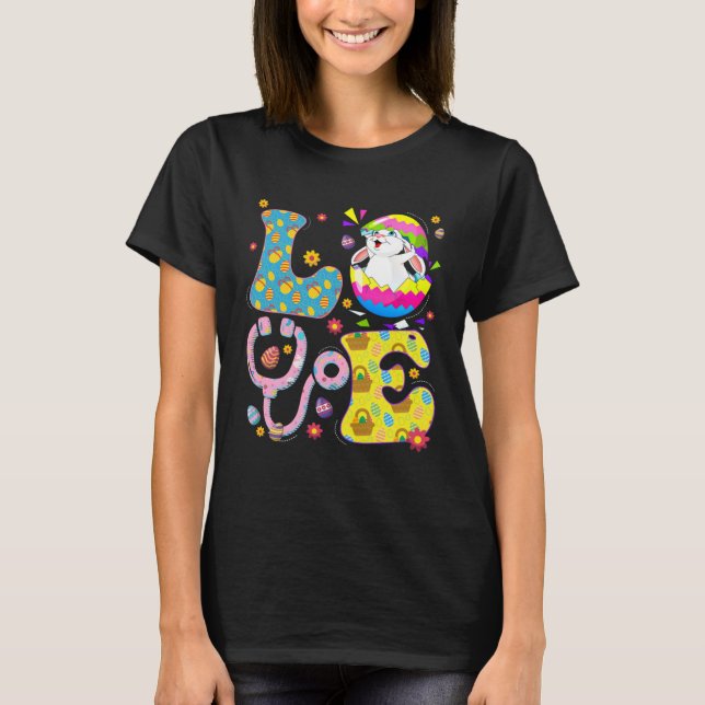 Cute Love Nurse Life Stethoscope Scrub Eggs Easter T Shirt (Framsida)