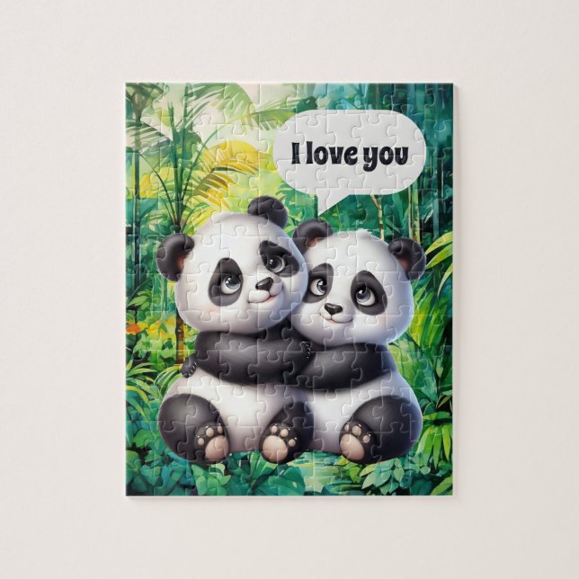 Cute love panda's customizable pussel (Vertikal)