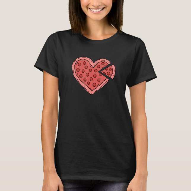 Cute Love Pizza Valentines Day T Shirt (Framsida)