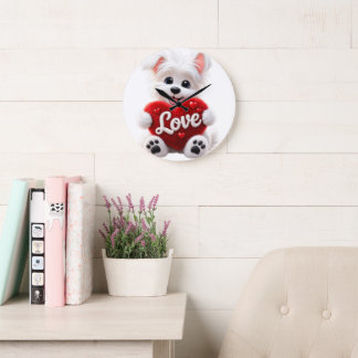 Cute Love Puppy Baby Desig Stor Klocka