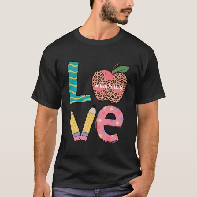 Cute Love Teaching Back to School I love Teachers  T Shirt (Framsida)