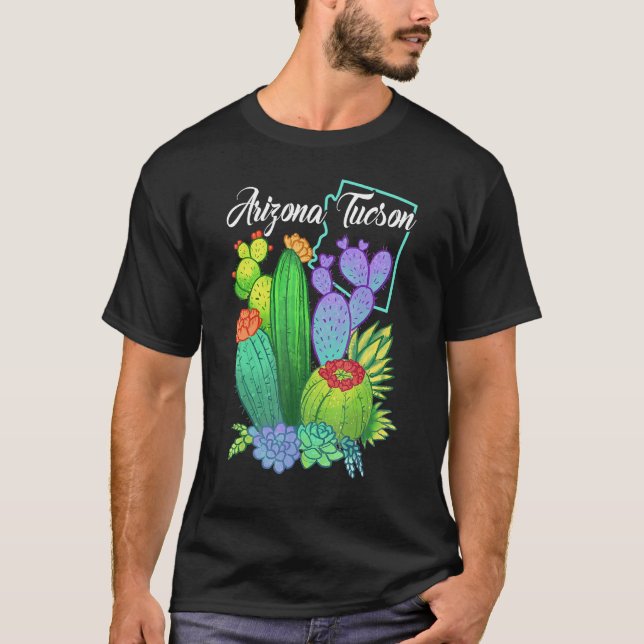 Cute Love Tucson Arizona Blooming Cactus Flowers T Shirt (Framsida)