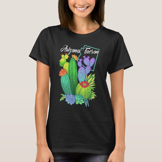 Cute Love Tucson Arizona Blooming Cactus Flowers T Shirt (Framsida)