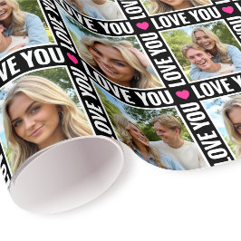 Cute Love You 4 Photo Collage Heart Modern Black Presentpapper