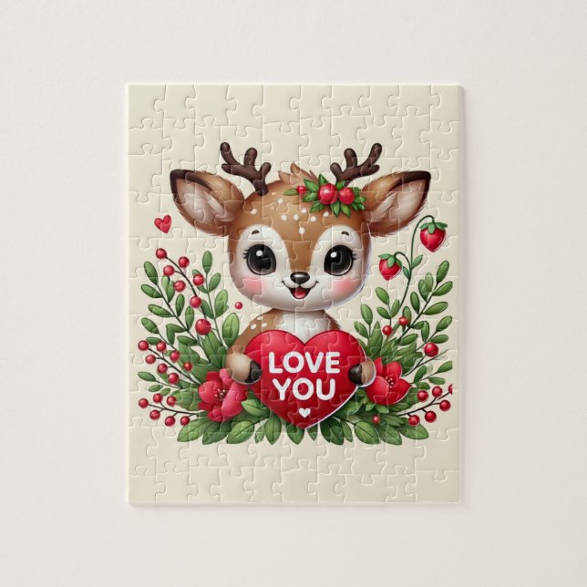 Cute love you deer jigsaw puzzle pussel (Vertikal)