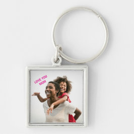 Cute Love You Mom Photo Keychain Gift Fyrkantig Silverfärgad Nyckelring