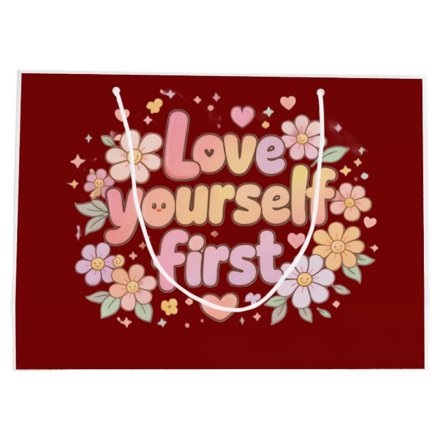 Cute Love Yourself Floral Quote Design | Gift Bag (Baksidan)