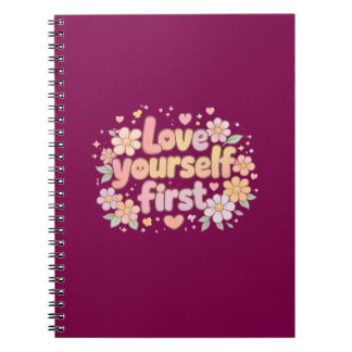 Cute Love Yourself Floral Quote Design | Gift Bag Anteckningsbok