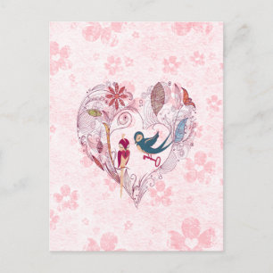 Cute loveable bird med nyckel till kärlek vykort