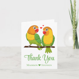 Cute Lovebird Grönt Love birds Bröllop Tack Kort
