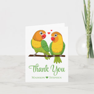 Cute Lovebird Grönt Love birds Bröllop Tack Kort