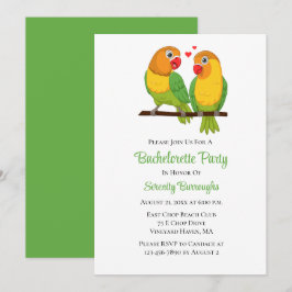 Cute Lovebird Love birds Grönt Bachelorette Party Inbjudningar