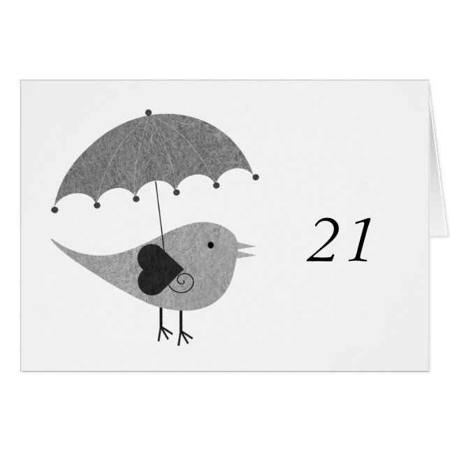 Cute Lovebird med Parbrella Hälsningskort (Framsidan Horizontal)