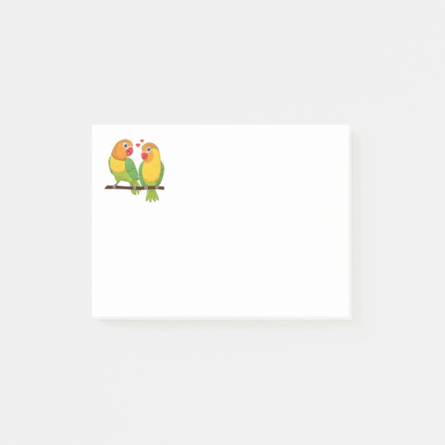 Cute Lovebird NaturGrönt Gult Love birds Post-it Block (Framsida)