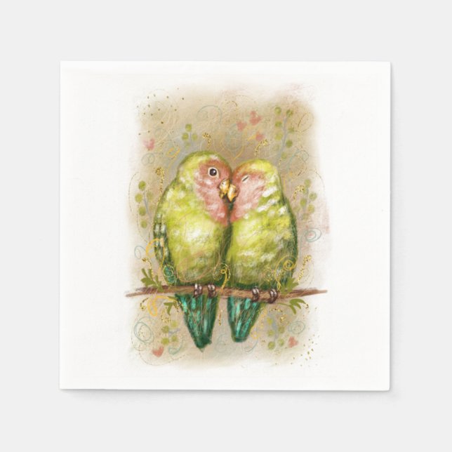 Cute lovebird parrots. 21 pappersservett (Framsidan)