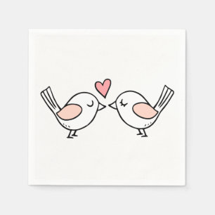 Cute Lovebird Rosa White Love birds Bröllop Pappersservett