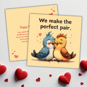 Cute Lovebird Tecknad Birds Valentines day Julkort