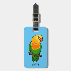 Cute lovebird tecknad parrot bagagebricka