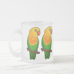 Cute lovebird tecknad parrot frostad glasmugg